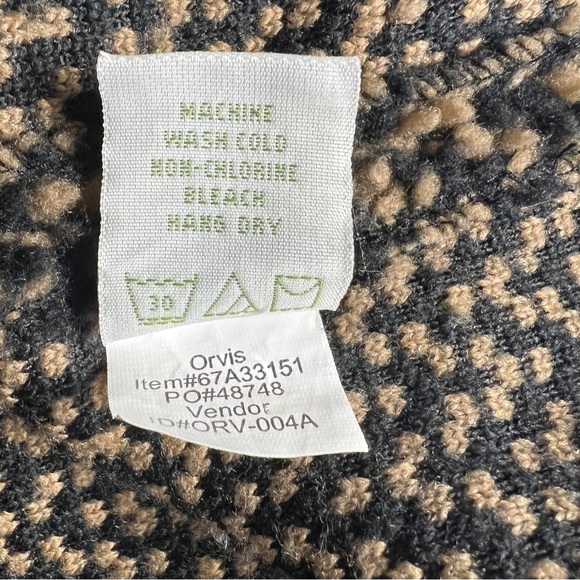 Orvis Berber Fleece Jacket Women's S Wood Button Front Pockets Chevron Pattern - Picture 10 of 13